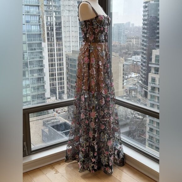 🆕 BRONX & BANCO 🧿 NWOT Midnight Embroidered Floral & Pearl Gown, Sz XS US 2 - Picture 10 of 15